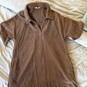 Brown Polo Collar Dress